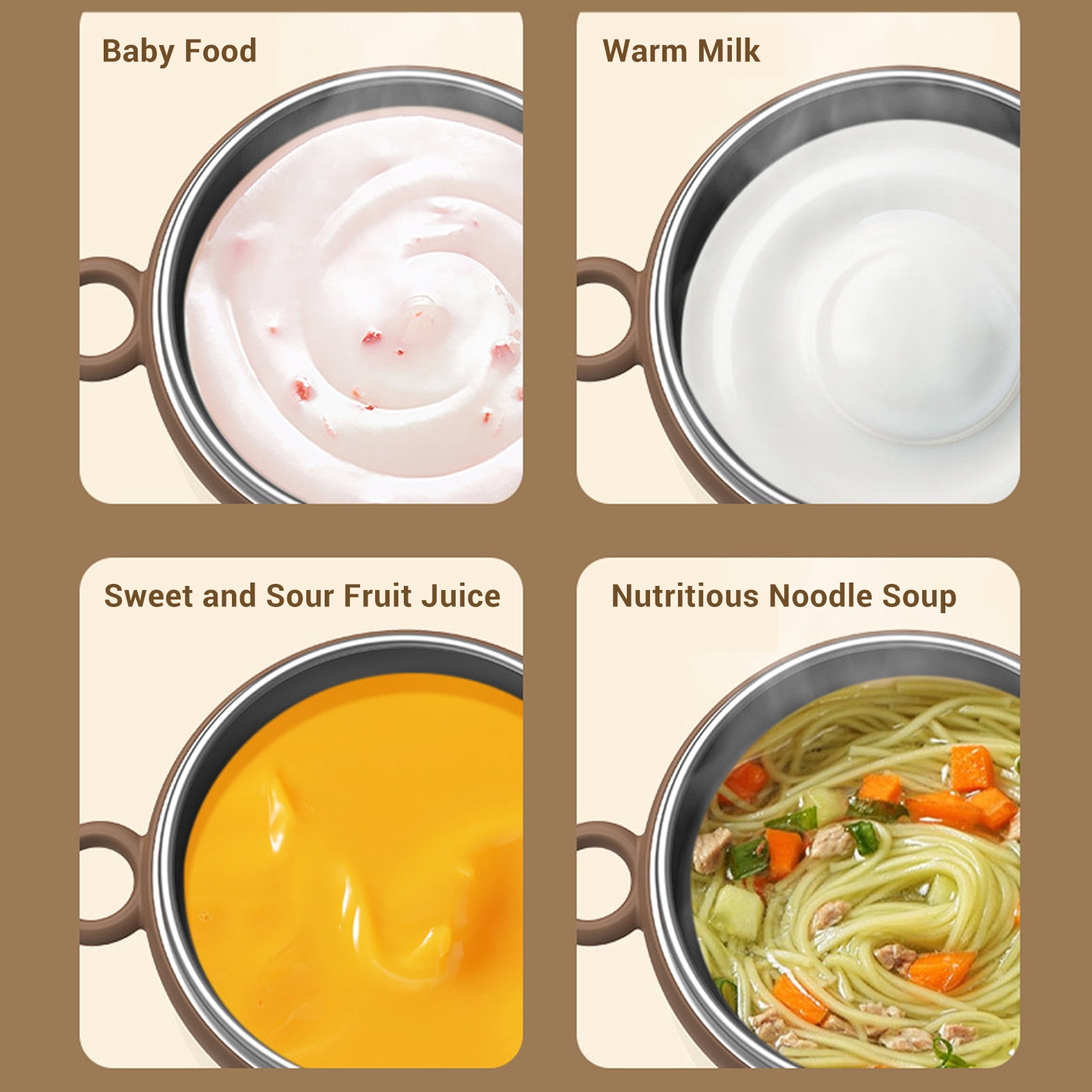 LAZIOEGR Baby Supplementary Food Bowl 450ml / 15.2 fl oz Stainless Steel Cordless Rechargeable Heating Insulation Constant Temperature Feeding Bowl Set For Home Everyday Travel Toddler Infant Care