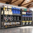 thumbnail image 3 of CAMMOO Heavy Duty Garage Shelving, 2-Pack, 12,000 lbs Combined Capacity, 4-Tier Adjustable Metal Storage Shelves with Magnetic Labels, Each 72"W x 24"D x 72"H, 3 of 9
