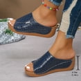 thumbnail image 4 of Mepaouo Leather Wedge Sandals for Women Arch Support Platform Walking Slides Open Toe Summer Slippers, 4 of 8