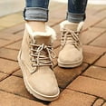thumbnail image 6 of Gyexs Snow Boots for Women Furry Lined Low Heel Suede Leather Lace up Boot Casual Comfort on Winter Short Boot Wide Calf Women's Ankle Boots & Booties, White, Size 9.5, 6 of 8