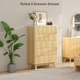 thumbnail image 4 of Selooye Fluted 5 Drawers Dresser, 47" Tall Modern Chest of Drawers with Faux Marble Top, Curved Profile Design, Wood Drawer Organizer for Bedroom, Living Room, Hallway, Entryway, Natural Oak, 4 of 8