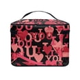 thumbnail image 4 of HELLHERO Large Capacity Makeup Bag Large Cosmetic Bag 8.86 x 6.5 x 5.9 Inches Storage Pockets Red Heart Pattern, 4 of 6