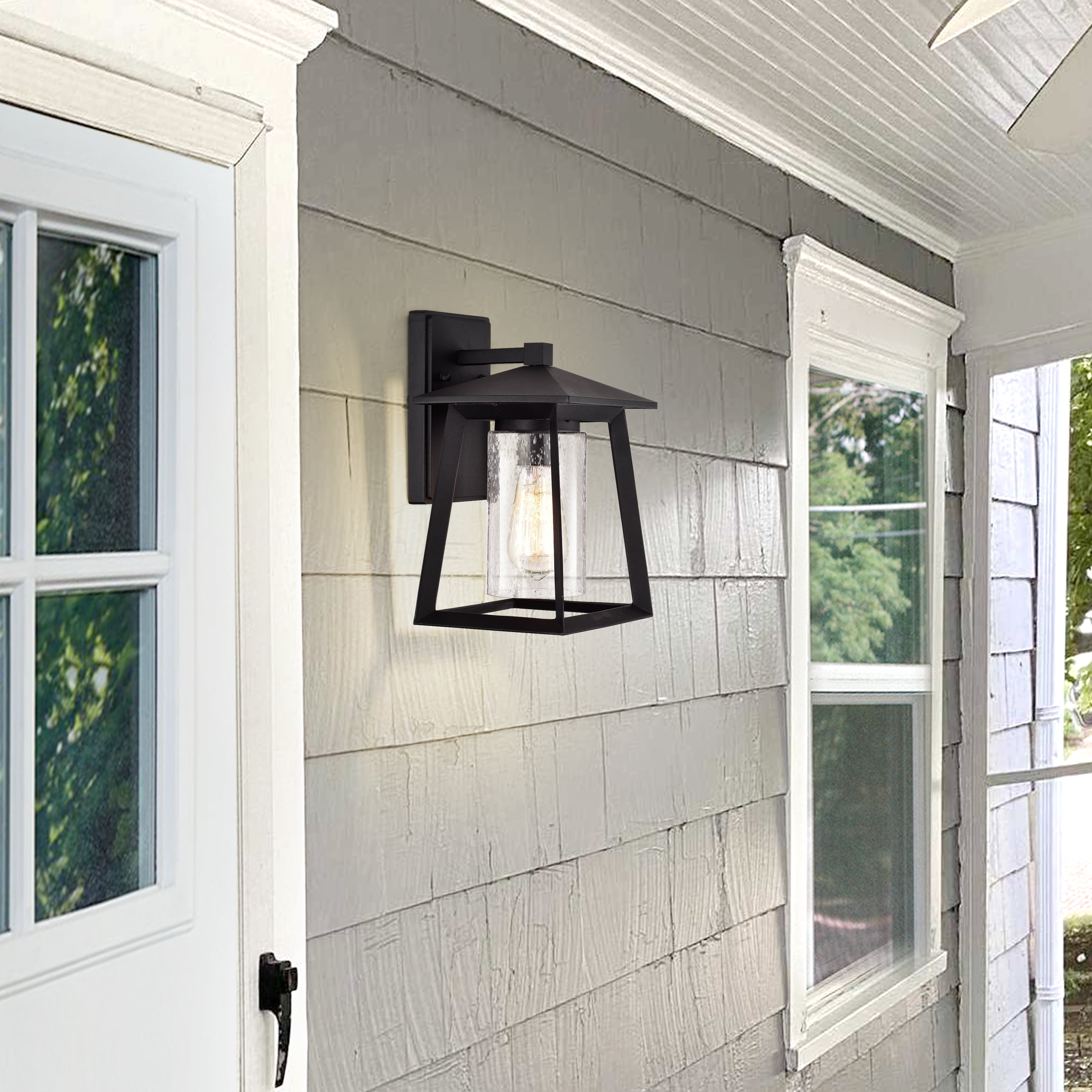 RADIANCE goods Transitional 1 Light Textured Black Outdoor Wall Sconce 11" Height