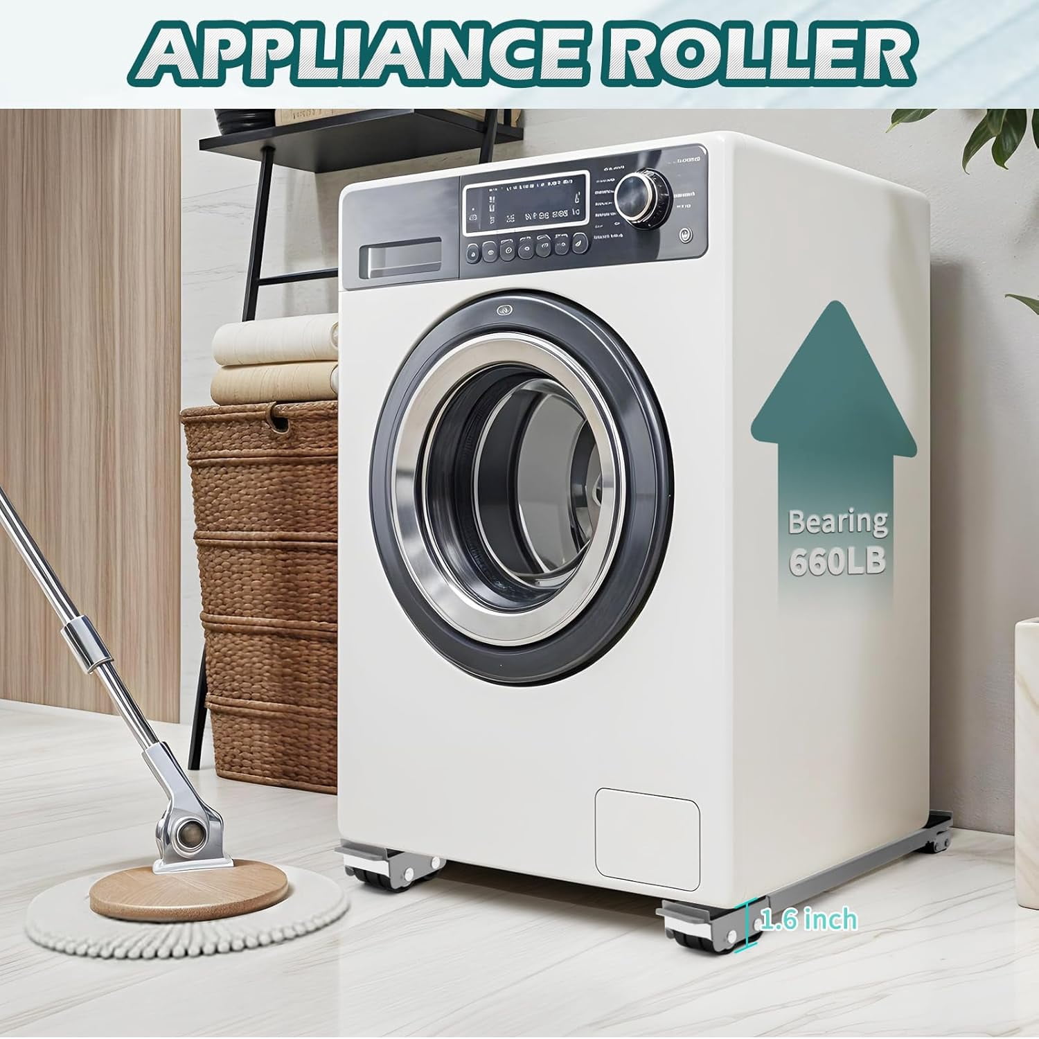 Appliance Rollers with Upgraded Furniture Lifter Tools, Extendable Appliance Heavy Duty Furniture Mover with Wheels Stand Sliders Washers Dryers Moving Base Kitchen Refrigerators Sofa Countertop Grey