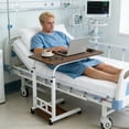 thumbnail image 2 of Adjustable Overbed Table with Wheels - Mobile Laptop & Dining Desk for Hospital Recovery, Home Care for Bedridden Adults, 2 of 12