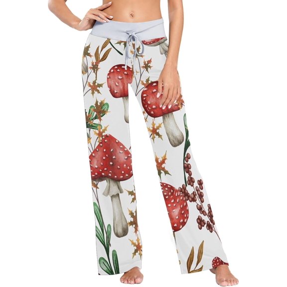 GZHJMY Women's Pajama Pants Fall Mushroom Comfy Stretch Sleepwear Womens Wide Leg Pants Casual Loose Yoga Sweatpants Comfy Lounge Pajama, X-Large