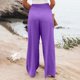 thumbnail image 5 of Pantalones largos de pierna ancha SCZ de lino de algodón cintura alta sueltos casuales con bolsillos púrpura 3xl, 5 of 7