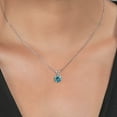 thumbnail image 3 of Gem Stone King 925 Sterling Silver Millennium Blue Mystic Topaz Solitaire Pendant Necklace for Women (2.00 Cttw, Round 8MM, Gemstone Birthstone, With 18 inch Chain), 3 of 3