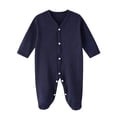 thumbnail image 3 of Tranfacy Boys and Girls 0-6 Months Rompers Long Sleeve Full Length Pant Crew Neck Ribbed Footed Jumpsuit Outfit, 3 of 5