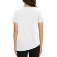thumbnail image 7 of Women's Short Sleeve Workout Shirts Crewneck Yoga Running Tops Side Split High Low Hem Gym Tees Sportswear (XL, White), 7 of 7