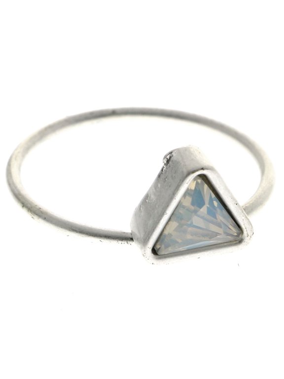 Triangle Crystal Sized-Ring Silver-Tone Size 8.00