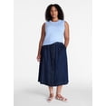 thumbnail image 2 of Time and Tru Women's Button Front Denim Midi Skirt, Sizes XS – XXXL, 2 of 6