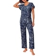 thumbnail image 2 of Fantaslook Flower Womens Pajamas Sets Two Piece Casual Lounge Sets Ruffle Sleeve Tops Wide Leg Pants with Pockets Summer Sleepwear Travel Outfits, 2 of 7