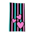thumbnail image 2 of LACKUST Striped Heart Beach Towel - Pink Black Blue Pattern, Quick-Dry, Lightweight for Beach, Travel, Family Outings, Decorative Use, 2 of 3