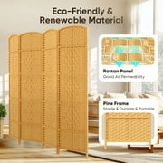 Jostyle 6ft Tall Room Divider with Hand-Woven Design, 4-Panel Folding Privacy Screen Freestanding Nature