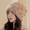 thumbnail image 3 of Bonnets d'Hiver pour Femmes Bonnet Ample Tricoté Protection des Oreilles Garde au Chaud Coupe-Vent Décontracté Résistant au Froid Bonnet d'Hiver Beige 55-58cm, 3 of 6