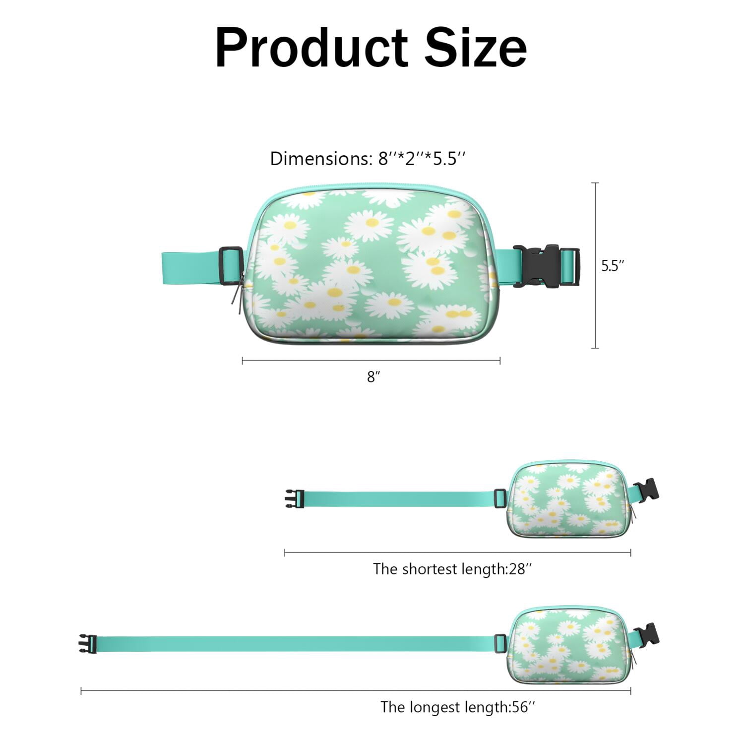 Spring Daisy Fanny Pack – Vintage Boho Flower Waist Bag with Cute Yellow Floral Print for Seasonal Festivals & Travel