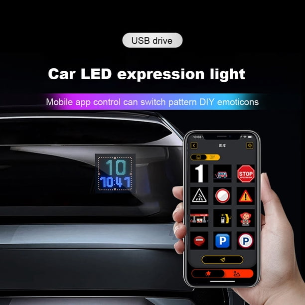 Ventana trasera Coche Pantalla LED Coche compatible con Bluetooth Panel de espectáculo divertido a todo color Likrtyny Accesorios para autos y motos