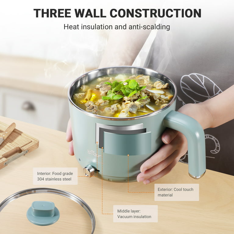 Topwit Electric Hot Pot Mini, Electric Cooker, Noodles Cooker, Electric  Kettle with Multi-Function for Steam, Egg, Soup and Stew with Over-Heating  Protection, Boil Dry Protection, Dual Power, 1.2L 