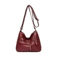 thumbnail image 2 of Women Shoulder Handbag Multiple Pockets Bag Ladies Purse Retro Fashion Tote - Red, 2 of 6