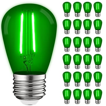 Luxrite 24-Pack S14 Edison LED Green Light Bulb 0.5W Colored LED Bulbs for Outdoor String Lights UL Listed E26 Base