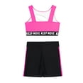 thumbnail image 4 of CHICTRY Kids Girls 2 Pcs Sporty Swimsuits Wide Straps Crop Top with High Bottoms Gymnastics Dance Outfit Pink 16, 4 of 5