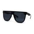 thumbnail image 2 of Flat Top Shield Horn Rim Hip Hop Sunglasses All Black, 2 of 4