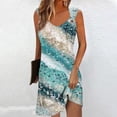 thumbnail image 2 of vestido casual para mujer vestido de verano vestido lencero vestido fruncido diario cita salir moda correa básica sin mangas ajuste holgado cian/s, 2 of 5