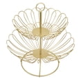 thumbnail image 2 of 2 Tier Fruit Bowl, Gold Fruit Basket Iron Geometric Detachable Modern Nordic Design Large Capacity Scratch Proof  For Home Decoration, 2 of 8