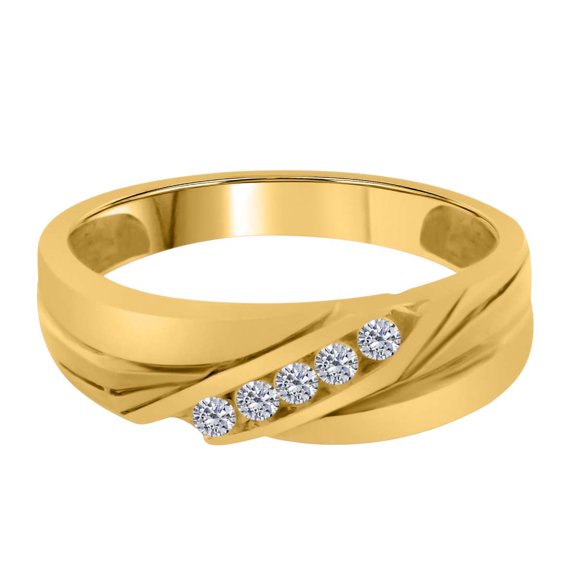 Mauli Jewels Engagement Rings for Women 0.05 Carat Mens Channel-Set Diamond Engagement Wedding Ring Channel-Setting 10K Yellow Gold