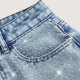 thumbnail image 4 of LWavelet Womens Rhinestone Decor Wide Leg Jeans High Waisted Daily Casual Denim Pants Sky Blue M, 4 of 7