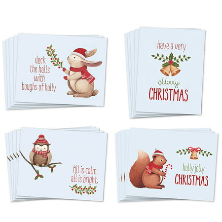 Cute 24 Pack Christmas Greeting Cards with Envelopes 4 Assorted Woodland Holiday Designs Send Seasonal Best Wishes to Family Office Coworkers Neighbors & Friends Variety Boxed Set Digibuddha (Best Friends The Woodlands)