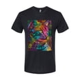 thumbnail image 3 of Colorful Cat Portrait | Cat Lover Owner | Dean Russo Art Animal Lover Mens Premium Tri Blend T-Shirt, True Black, XL, 3 of 5