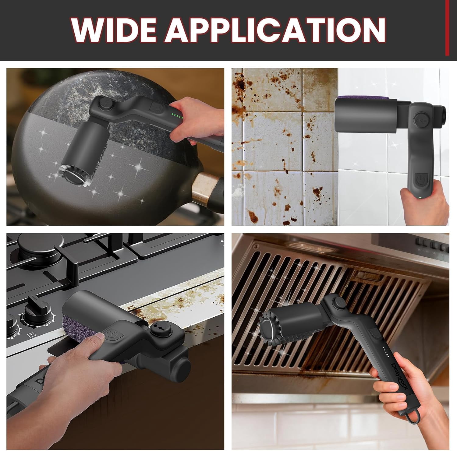 Electric Grill Brush, Cordless Electric BBQ Grill Cleaner with Powerful Motor, Rechargeable Grill Cleaning Brush for Burnt-On Grease & Grill Grates