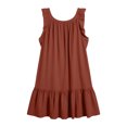 thumbnail image 4 of ClodeEU Women's Round Neck Ruffle Sleeveless Tiered Mini Dress with Pockets,Casual Summer Loose Dress Orange,Women's Plus XL, 4 of 6
