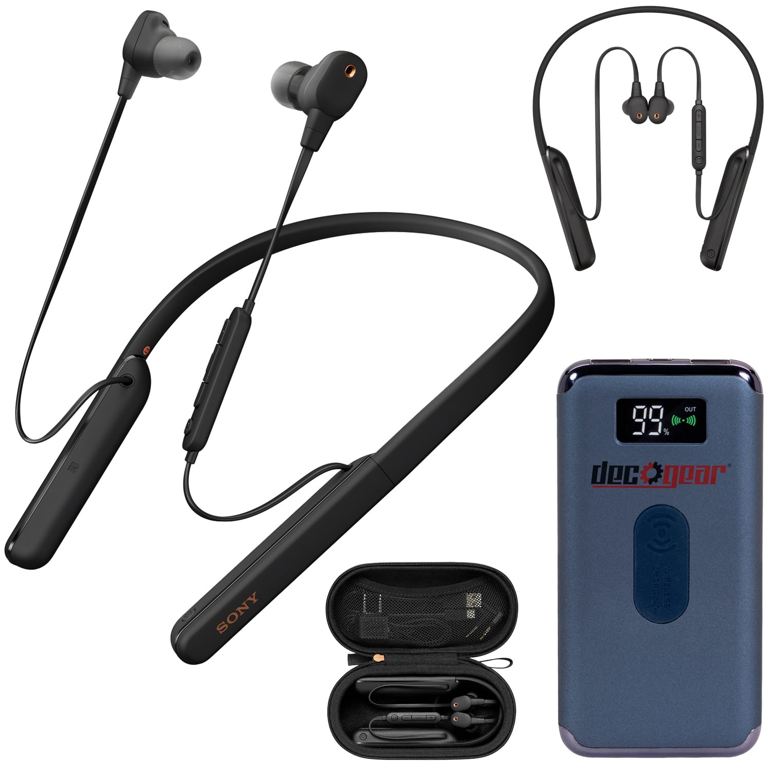 Sony WI-1000XM2/B Wireless In-Ear Headphones (Black) w/ Deco Gear