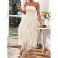 thumbnail image 4 of Women's Solid Color Mesh Panel Strapless Maxi Dress, 4 of 10
