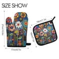 thumbnail image 2 of Yayeee Oven Mitts and Pot Holder Set of 2 Heat Resistant Kitchen Gloves Baking Hot Pad, Blue Colorful Flowers, 2 of 5