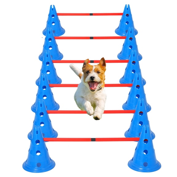 Speed Agile Hurdle Cone Set, 6 PCS Training Kit with 12 Cones & 6 Agile Rods Combo, Dog Agile Equipment with Carry Bag