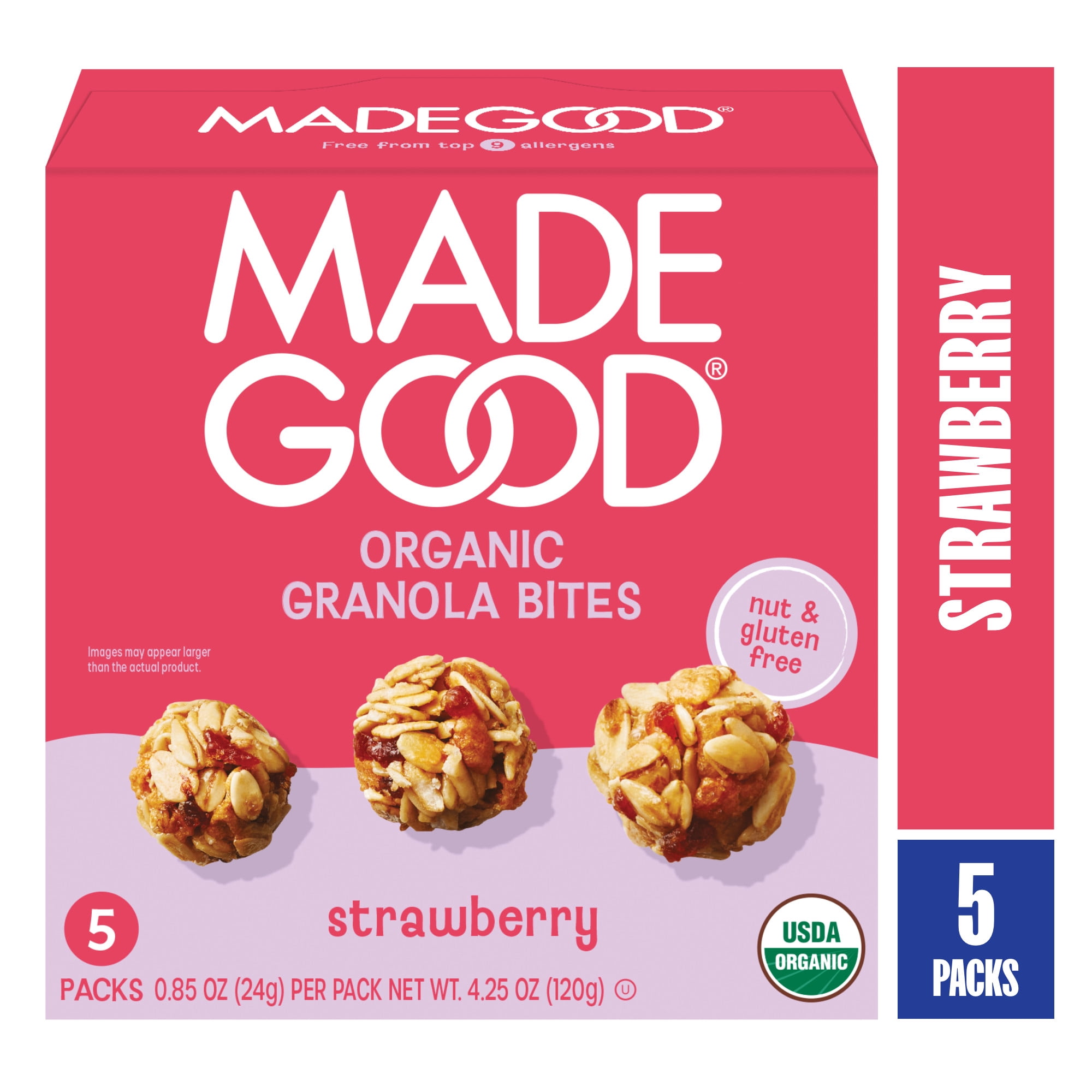 MadeGood Strawberry Granola Bites, 5 Count, 0.85 Oz Each