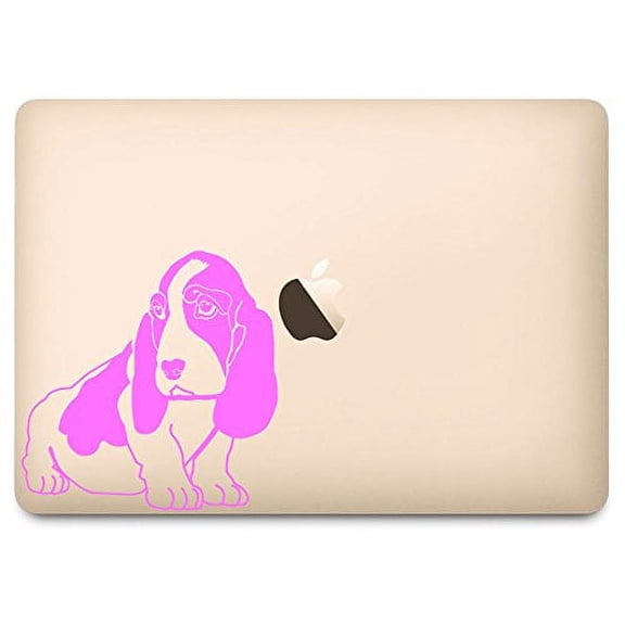 Soft Pink Basset Hound Decal for 12" Macbook