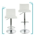 thumbnail image 2 of Elama 2 Piece Tufted Faux Leather Adjustable Bar Stool in White with Chromed Base, 2 of 10
