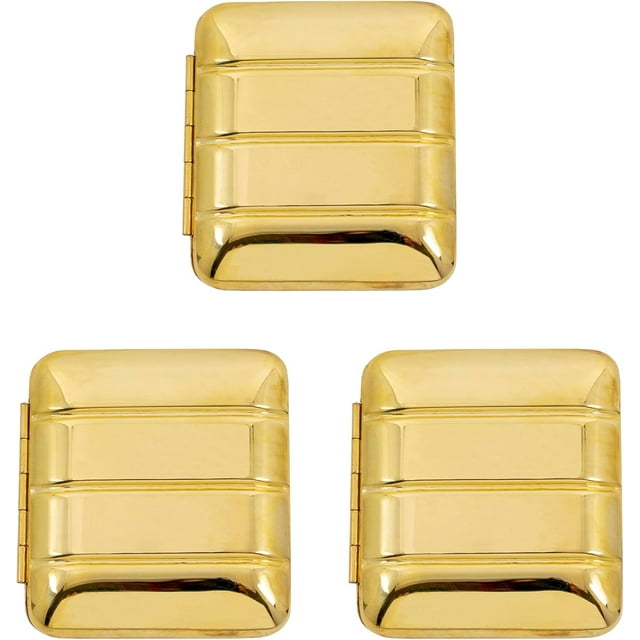 Stephanie Imports Set of 3 Vertical Bar Pattern Double Sided Magnifying Compact Mirrors (Gold)