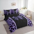 thumbnail image 4 of Feelyou Chic Purple Bow-tie Twin Bedding Sets 7-Piece for Kids, Modern Cheetah Print Bedding Comforter Set, Fashion Bling Diamond Reversible Sheet Sets, Lightweight Room Decor, 4 of 9