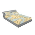 thumbnail image 2 of Ambesonne Cartoon Fitted Sheet & Pillow Sham Set, Fluffy Clouds Art, Full, Blue Beige, 2 of 2