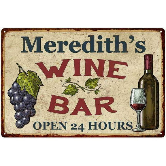 Meredith's Rustic Wine Bar Sign Wall Décor Kitchen Gift 8 x 12 Matte Finish Metal 108120056897
