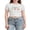 Creamy White, variant on Michellecmm Women Crop Basic T-Shirts Summer Cute Shrimp Print Short Sleeve Tops