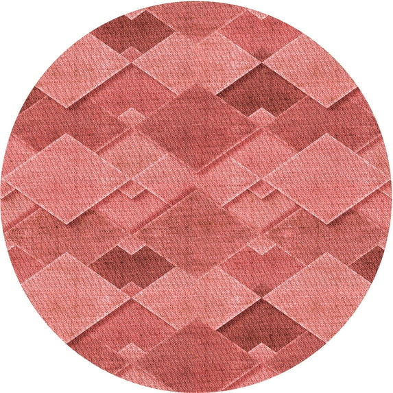 Ahgly Company Indoor Round Patterned Bean Red Area Rugs, 7' Round