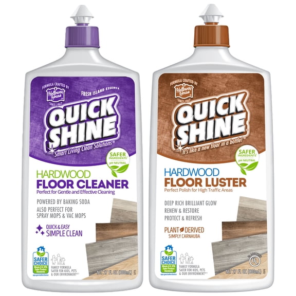 Quick Shine High Traffic Hardwood Floor Cleaner & Floor Polish Combo Pack, w/ Plant Derived Carnauba & Safer Choice Certified pH Neutral Formula, Restore & Protect, Fills in Micro Scratches