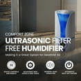thumbnail image 2 of Comfort Zone Humidificateur Ultrasonique Sans Filtre avec Commandes Numériques, Blanc, 2 of 12
